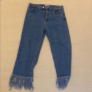 Frayed bottom jeans